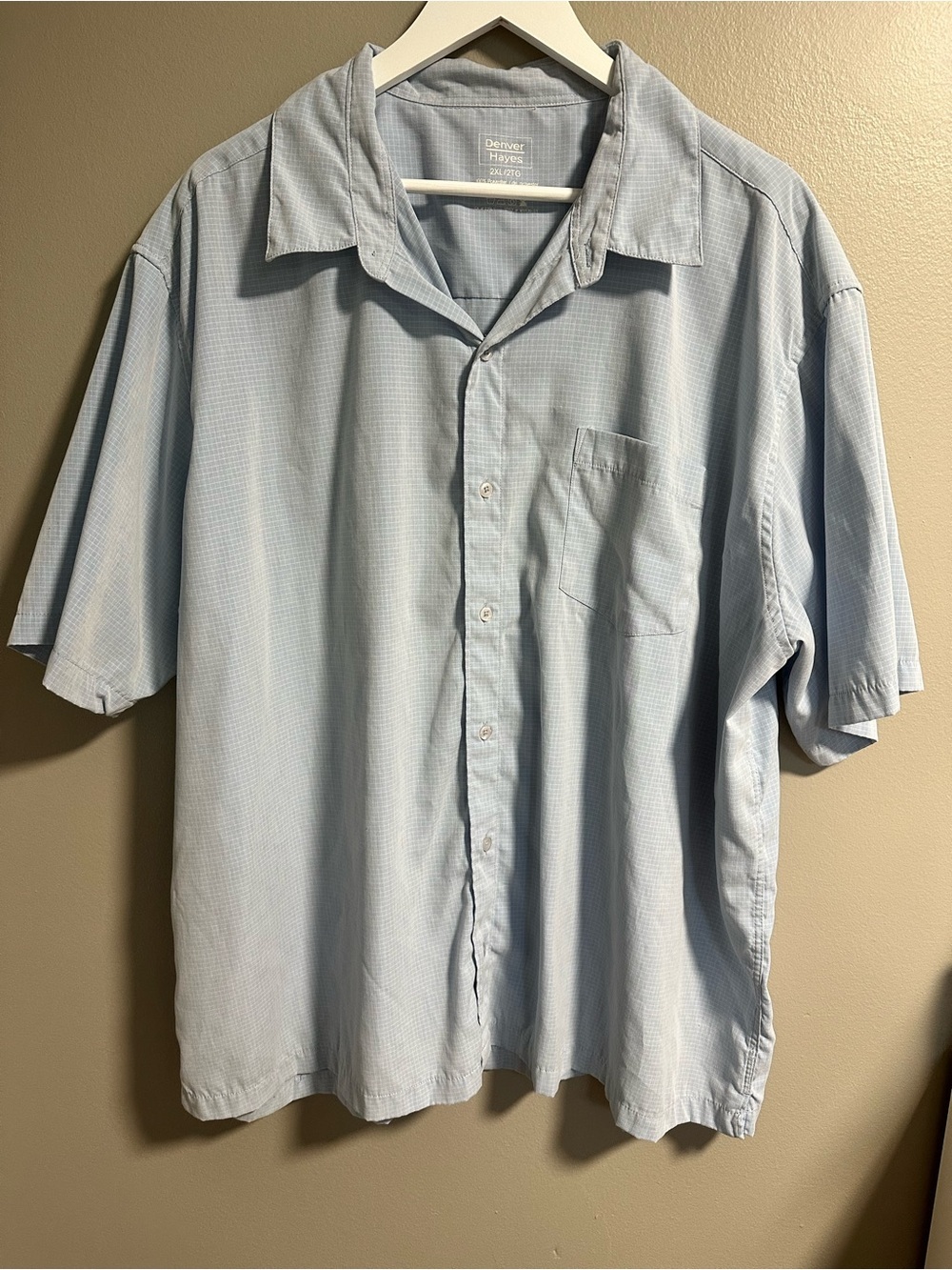Denver Hayes Light Blue Short-Sleeve Button-Up Shirt Size 2XL